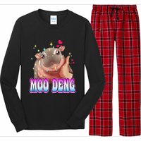 Moo Deng Bouncy Pig Cute Baby Pygmy Hippo Moodeng Lover Long Sleeve Pajama Set