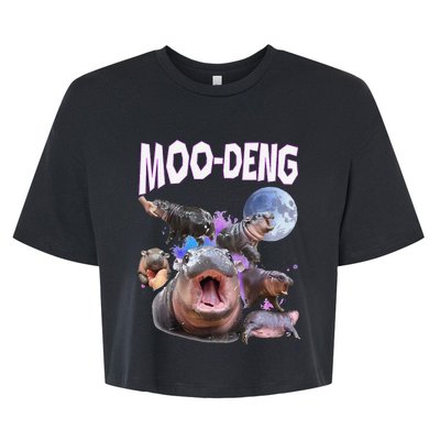 Moo Deng Bouncy Pig Cute Baby Pygmy Hippo Moon Meme Bella+Canvas Jersey Crop Tee