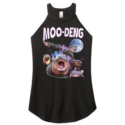 Moo Deng Bouncy Pig Cute Baby Pygmy Hippo Moon Meme Women’s Perfect Tri Rocker Tank