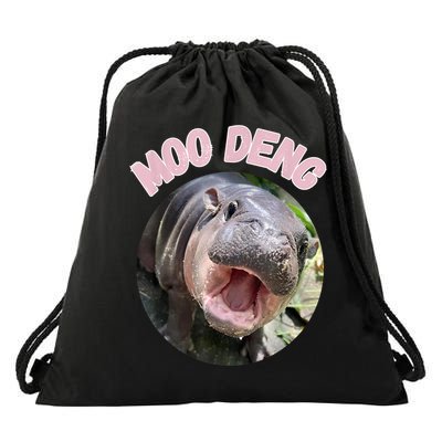 Moo Deng Bouncy Pig In Thai Picture The Cute Baby Hippo Gift Drawstring Bag