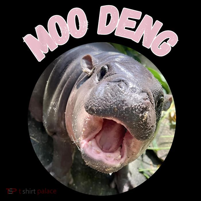 Moo Deng Bouncy Pig In Thai Picture The Cute Baby Hippo Gift Drawstring Bag