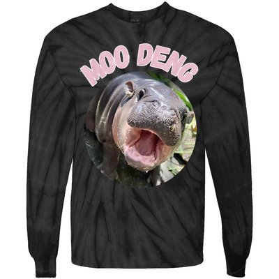 Moo Deng Bouncy Pig In Thai Picture The Cute Baby Hippo Gift Tie-Dye Long Sleeve Shirt