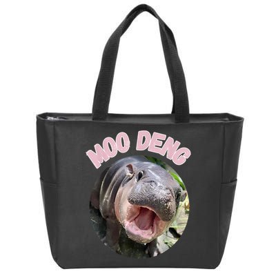 Moo Deng Bouncy Pig In Thai Picture The Cute Baby Hippo Gift Zip Tote Bag