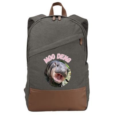 Moo Deng Bouncy Pig In Thai Picture The Cute Baby Hippo Gift Cotton Canvas Backpack