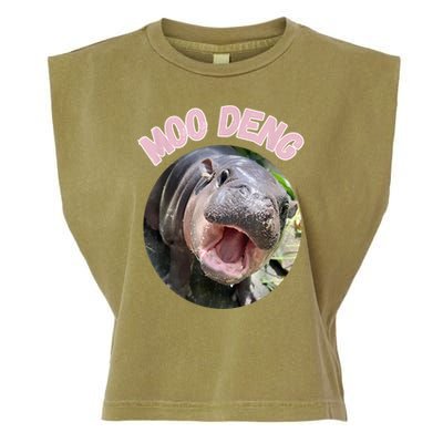 Moo Deng Bouncy Pig In Thai Picture The Cute Baby Hippo Gift Garment-Dyed Women's Muscle Tee