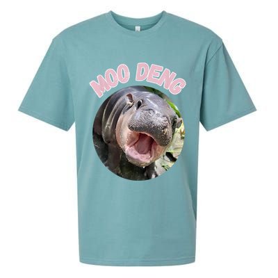 Moo Deng Bouncy Pig In Thai Picture The Cute Baby Hippo Gift Sueded Cloud Jersey T-Shirt