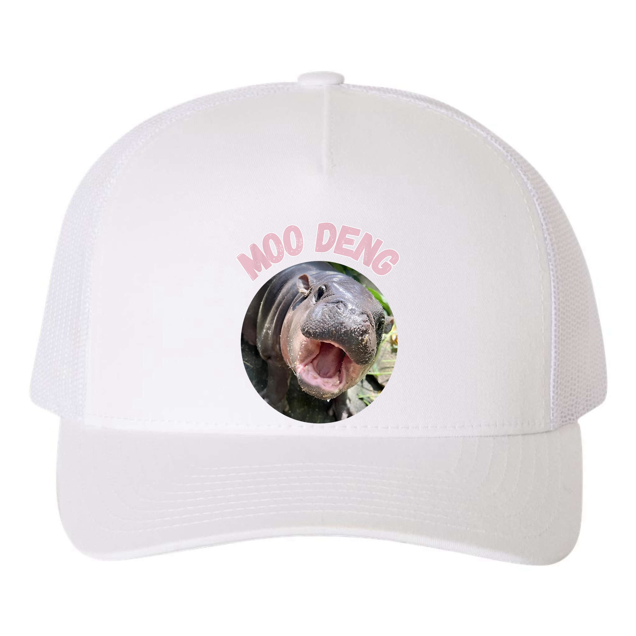 Moo Deng Bouncy Pig In Thai Picture The Cute Baby Hippo Gift Yupoong Adult 5-Panel Trucker Hat
