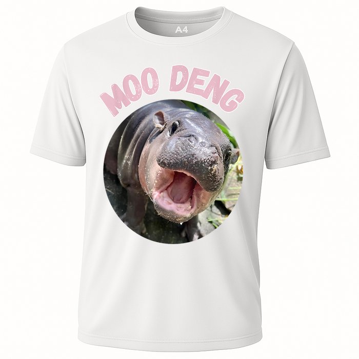 Moo Deng Bouncy Pig In Thai Picture The Cute Baby Hippo Gift Cooling Performance Crew T-Shirt