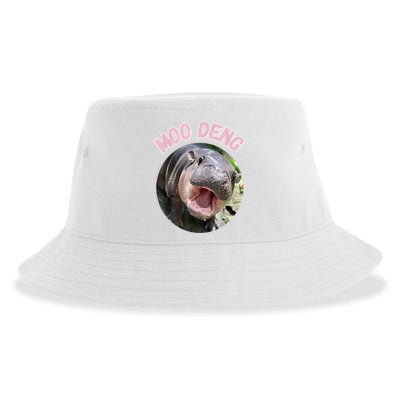 Moo Deng Bouncy Pig In Thai Picture The Cute Baby Hippo Gift Sustainable Bucket Hat
