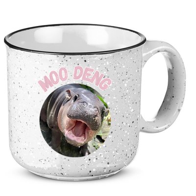 Moo Deng Bouncy Pig In Thai Picture The Cute Baby Hippo Gift 15oz Campfire Ceramic Mug