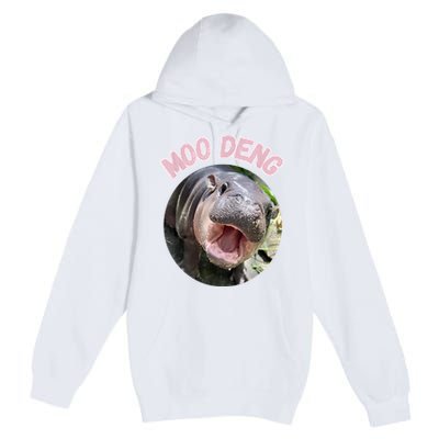 Moo Deng Bouncy Pig In Thai Picture The Cute Baby Hippo Gift Premium Pullover Hoodie