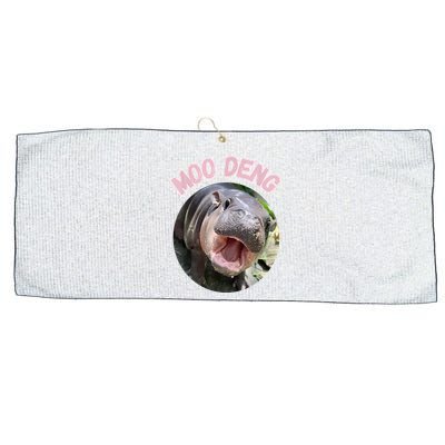Moo Deng Bouncy Pig In Thai Picture The Cute Baby Hippo Gift Large Microfiber Waffle Golf Towel