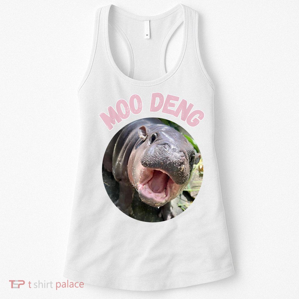Moo Deng Bouncy Pig In Thai Picture The Cute Baby Hippo Gift Womens Tank Top