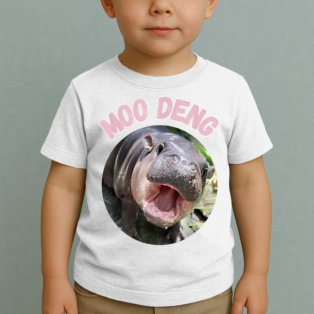 Moo Deng Bouncy Pig In Thai Picture The Cute Baby Hippo Gift Toddler T-Shirt