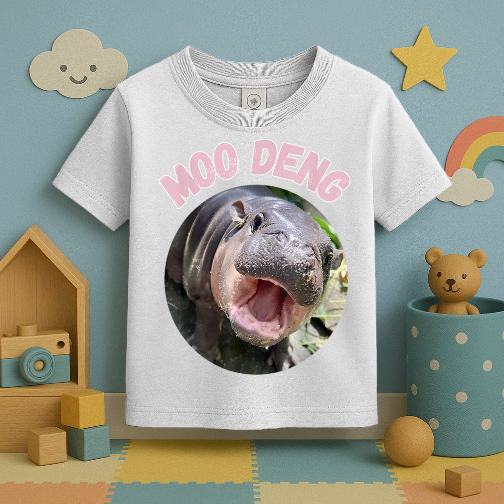 Moo Deng Bouncy Pig In Thai Picture The Cute Baby Hippo Gift Toddler T-Shirt