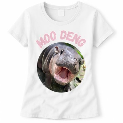 Moo Deng Bouncy Pig In Thai Picture The Cute Baby Hippo Gift Womens T-Shirt
