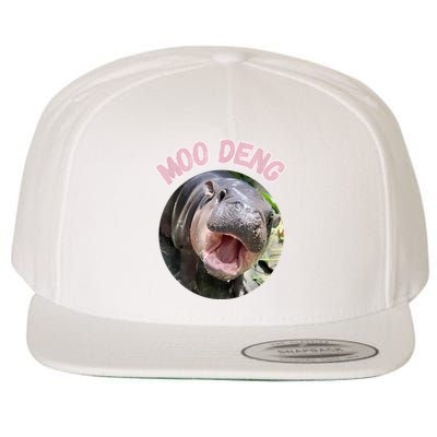 Moo Deng Bouncy Pig In Thai Picture The Cute Baby Hippo Gift Wool Snapback Cap