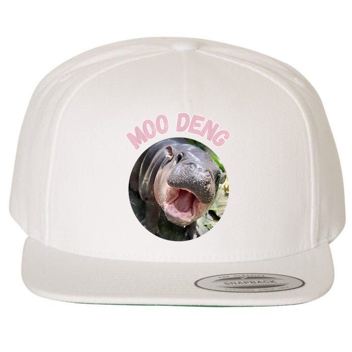 Moo Deng Bouncy Pig In Thai Picture The Cute Baby Hippo Gift Wool Snapback Cap