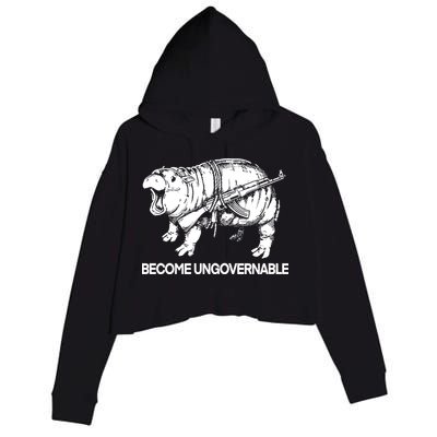 Moo Dang Become Ungovernable Crop Fleece Hoodie