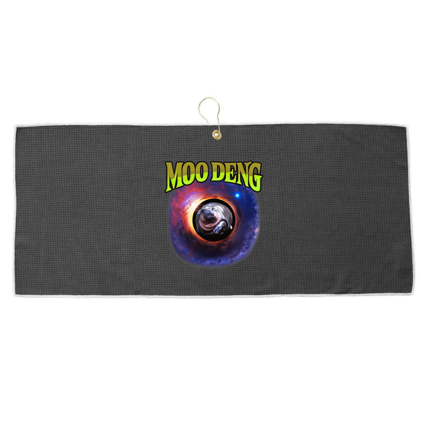 Moo Deng Baby Hippo Large Microfiber Waffle Golf Towel