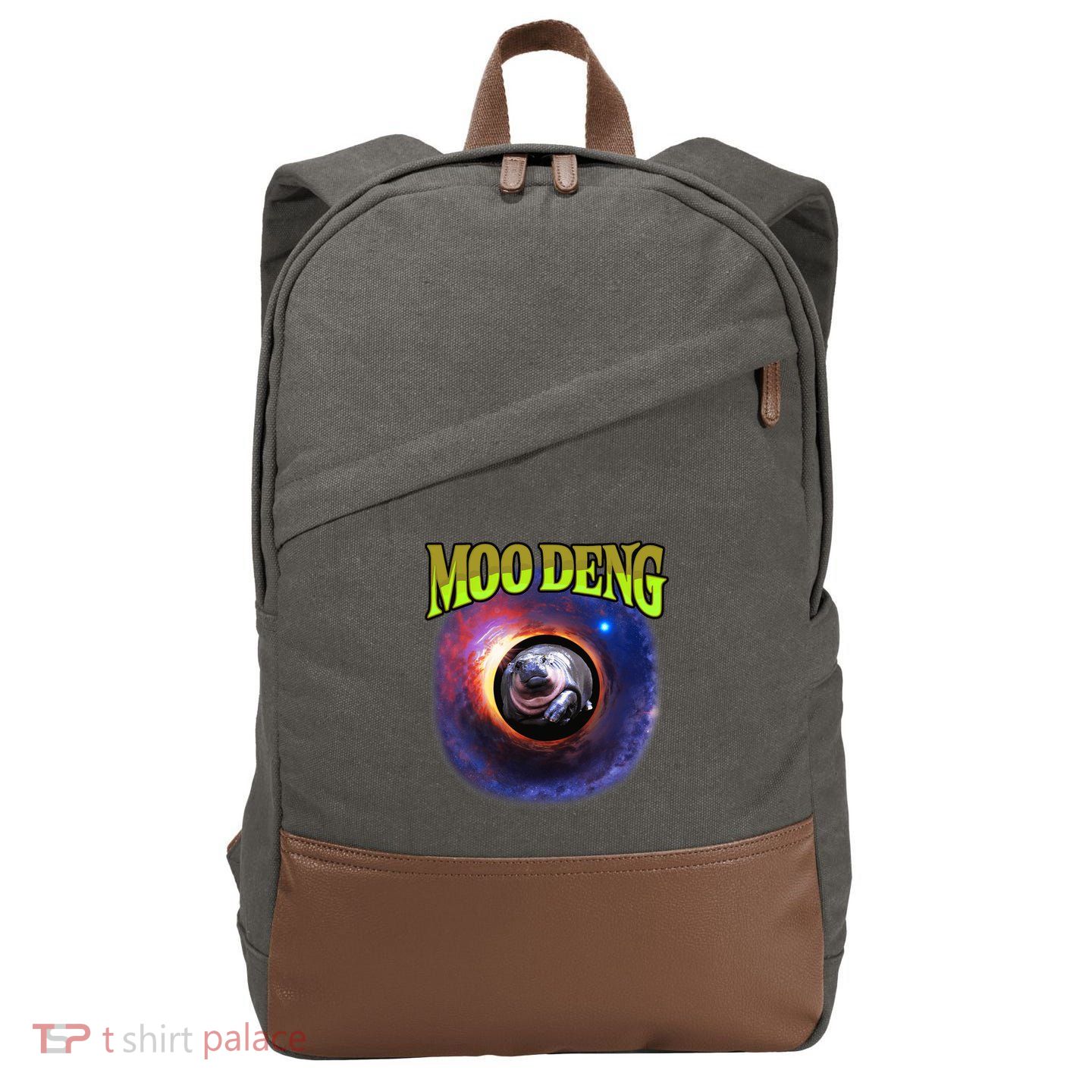 Moo Deng Baby Hippo Cotton Canvas Backpack
