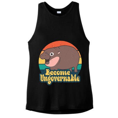 Moo Deng Become Ungovernable Ladies PosiCharge Tri-Blend Wicking Tank