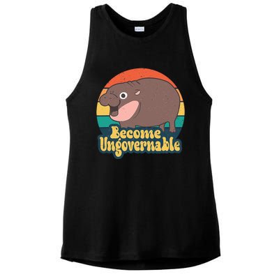 Moo Deng Become Ungovernable Ladies PosiCharge Tri-Blend Wicking Tank