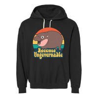 Moo Deng Become Ungovernable Garment-Dyed Fleece Hoodie