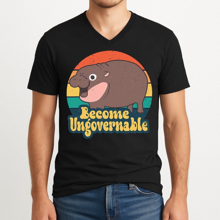 Moo Deng Become Ungovernable V-Neck T-Shirt