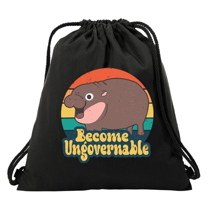 Moo Deng Become Ungovernable Drawstring Bag