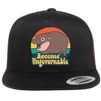 Moo Deng Become Ungovernable Flat Bill Trucker Hat