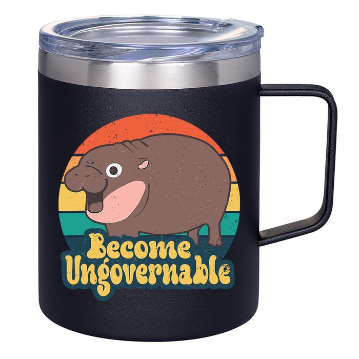 Moo Deng Become Ungovernable 12oz Stainless Steel Coffee Mug