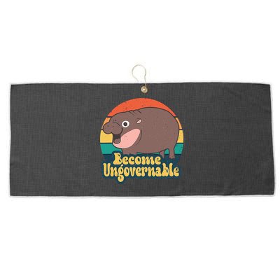 Moo Deng Become Ungovernable Large Microfiber Waffle Golf Towel