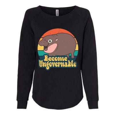 Moo Deng Become Ungovernable Womens California Wash Sweatshirt