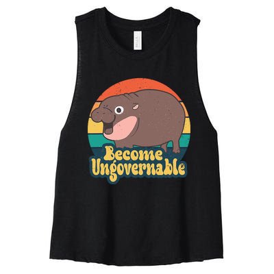 Moo Deng Become Ungovernable Women's Racerback Cropped Tank