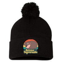 Moo Deng Become Ungovernable Pom Pom 12in Knit Beanie