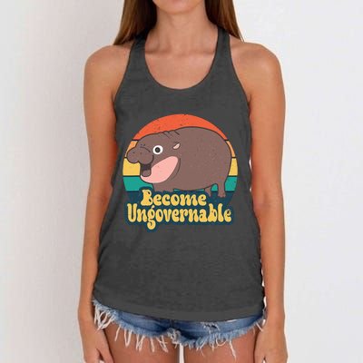 Moo Deng Become Ungovernable Women's Knotted Racerback Tank