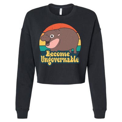 Moo Deng Become Ungovernable Cropped Pullover Crew