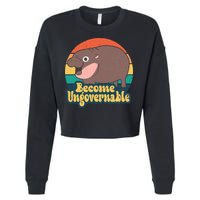 Moo Deng Become Ungovernable Cropped Pullover Crew