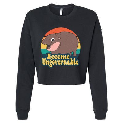 Moo Deng Become Ungovernable Cropped Pullover Crew