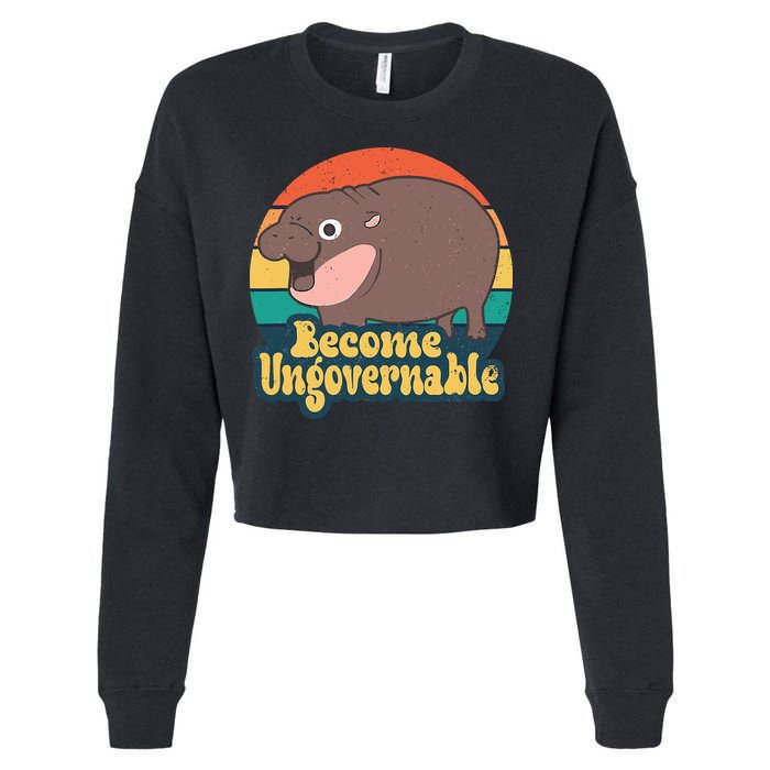 Moo Deng Become Ungovernable Cropped Pullover Crew