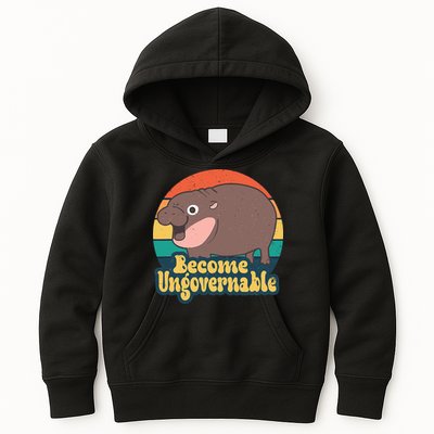 Moo Deng Become Ungovernable Kids Hoodie