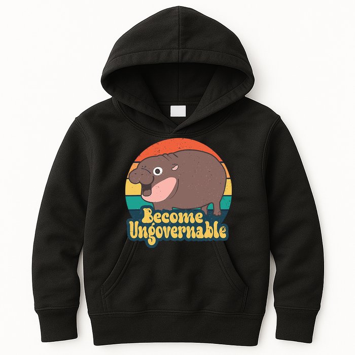 Moo Deng Become Ungovernable Kids Hoodie