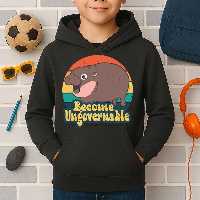 Moo Deng Become Ungovernable Kids Hoodie
