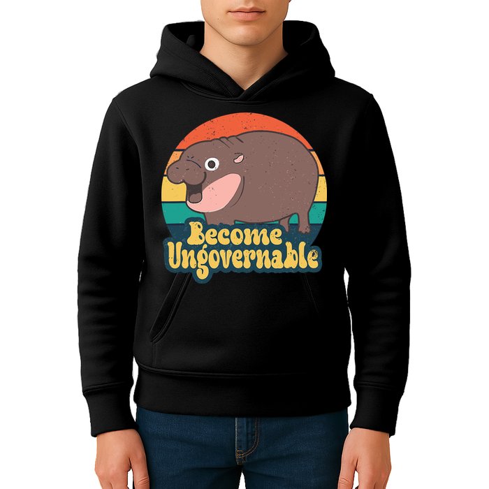 Moo Deng Become Ungovernable Kids Hoodie