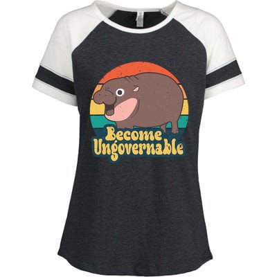 Moo Deng Become Ungovernable Enza Ladies Jersey Colorblock Tee