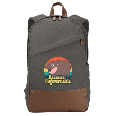 Moo Deng Become Ungovernable Cotton Canvas Backpack