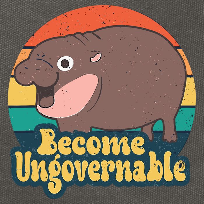 Moo Deng Become Ungovernable Cotton Canvas Backpack