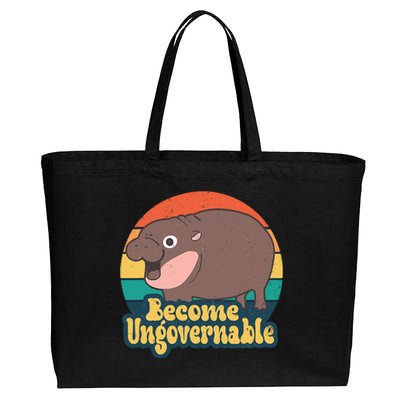 Moo Deng Become Ungovernable Cotton Canvas Jumbo Tote