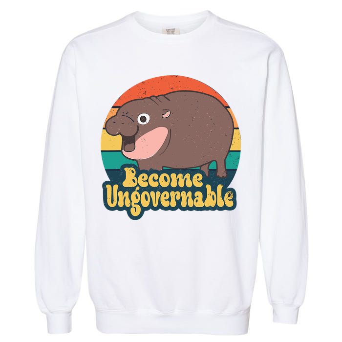 Moo Deng Become Ungovernable Garment-Dyed Sweatshirt